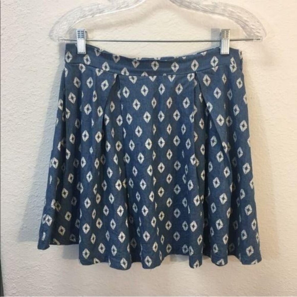 Crece Skirt Mini Diamond Geometric Print Blue